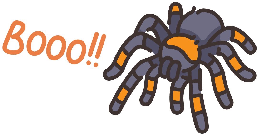 image of tarantula with Boo